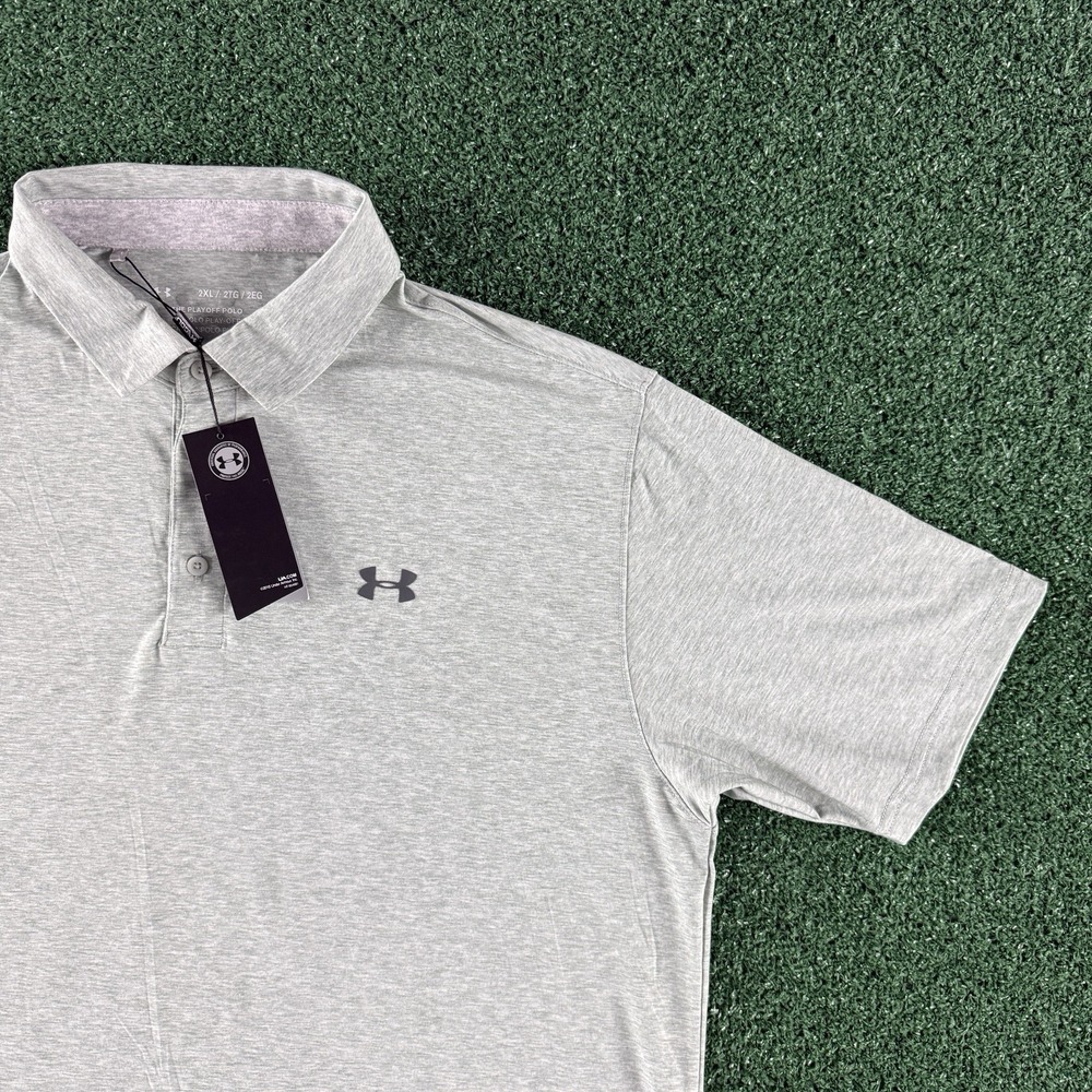 New Under Armour The Playoff Polo Men's Short Sleeve Shirt Size 2XL Gray Stretch